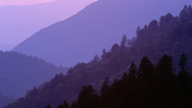 purple mountains at dusk