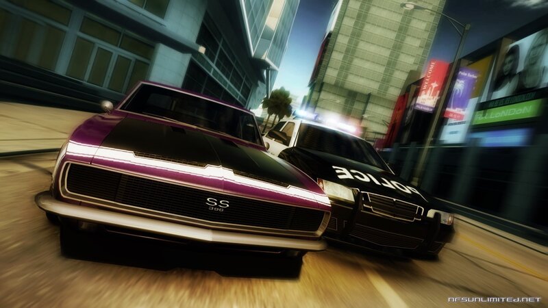 Purple Muscle Car — Action-packed