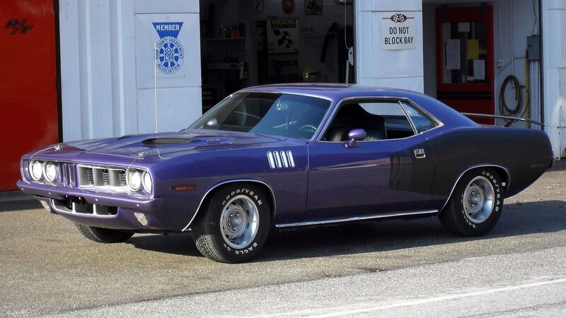 Purple Muscle Car — Calm, Afternoon, Photograph, Garage
