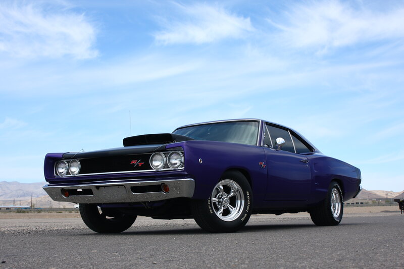 Purple Muscle Car — Dramatic, Afternoon, Photograph, Sky