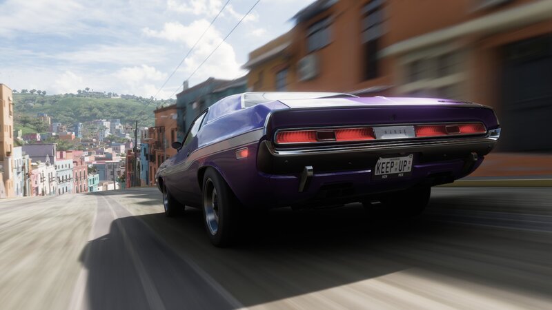 Purple Muscle Car — Dynamic, Afternoon, 3d Render