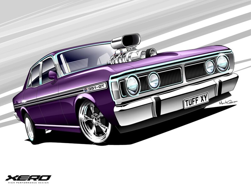 Purple muscle car illustration