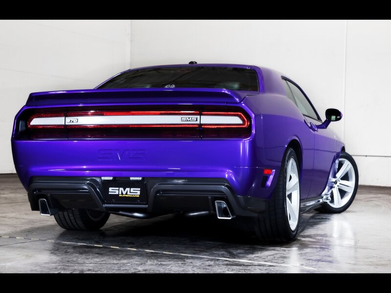 Purple muscle car rear view