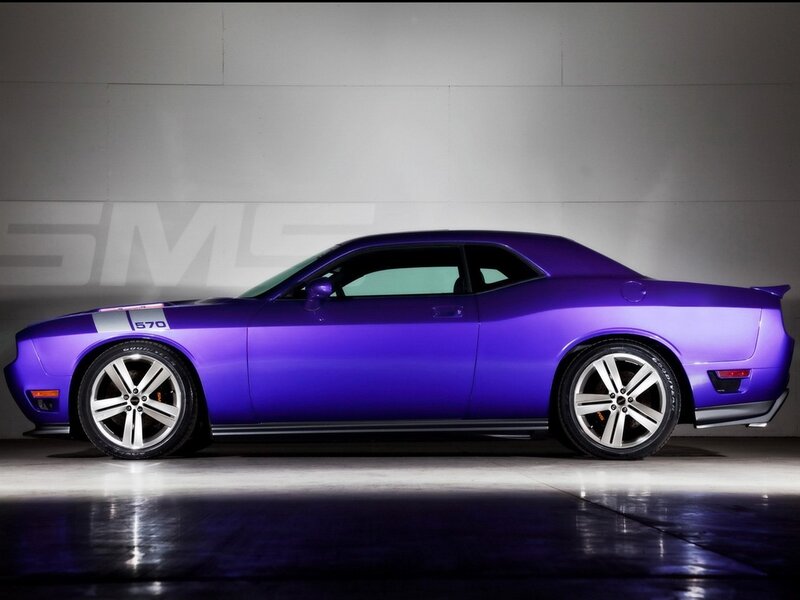 Purple muscle car side profile