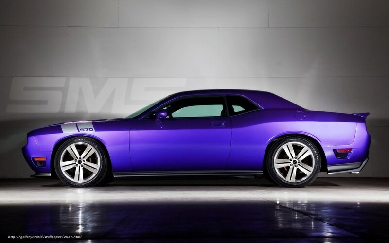 purple muscle car side view