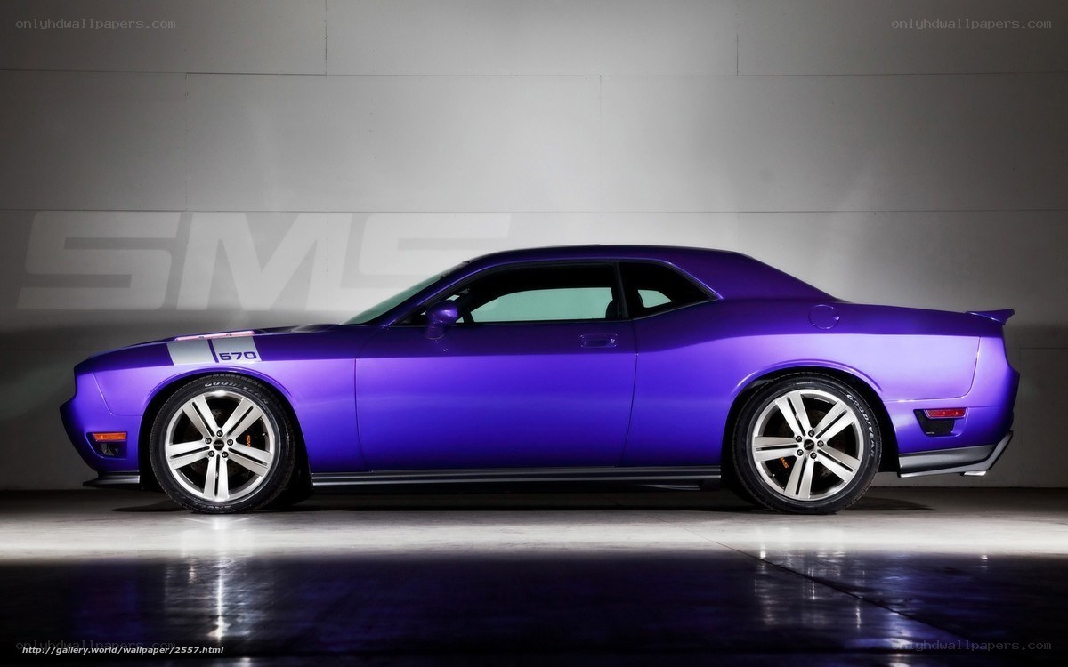purple muscle car side view