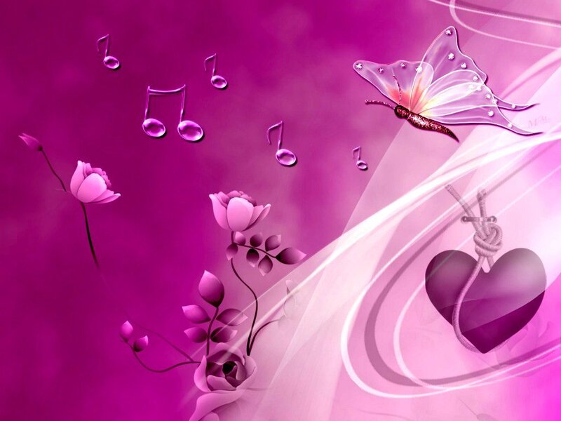 Purple music and butterfly art
