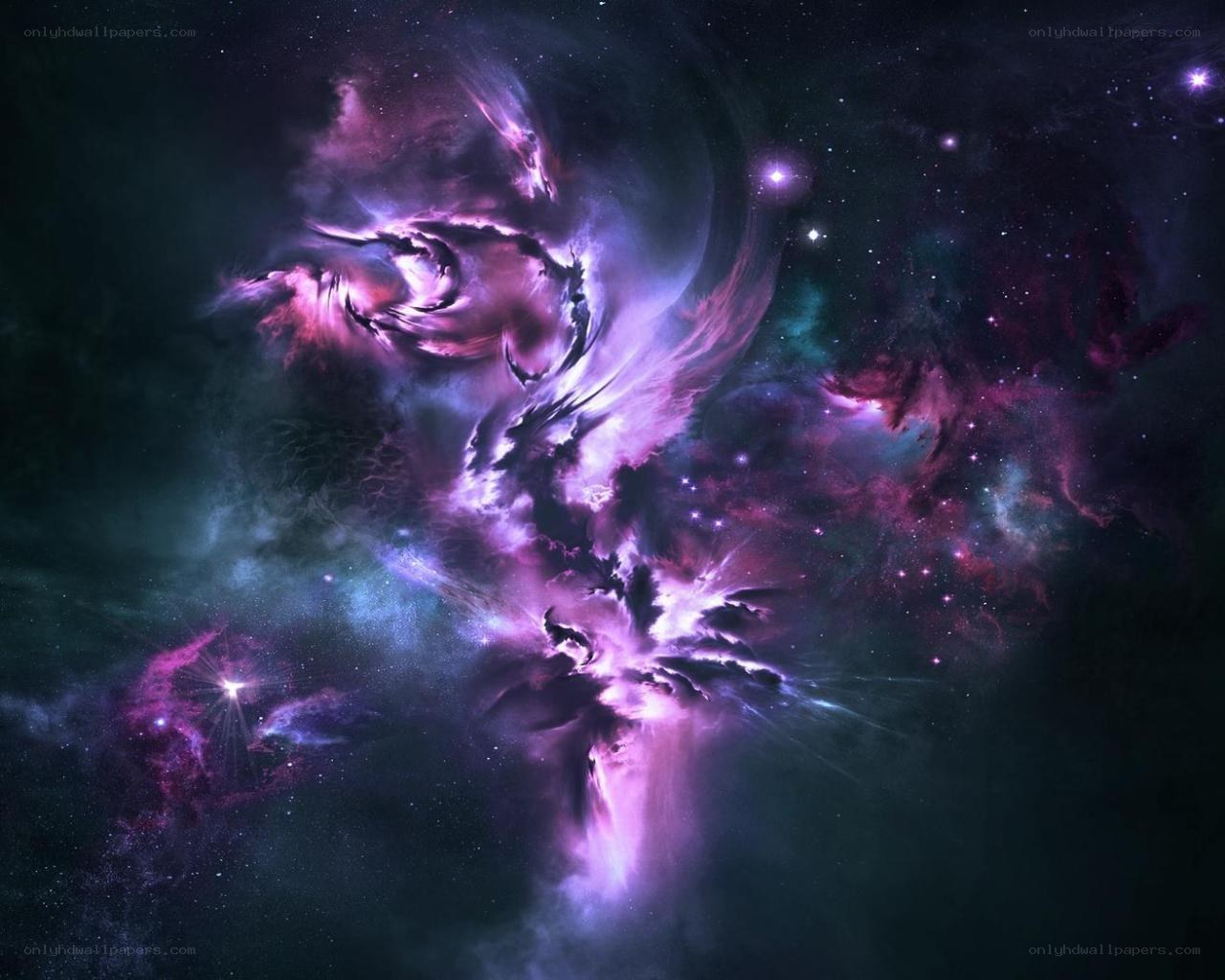 Purple nebula in space