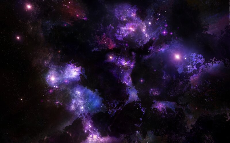 Purple Nebula in Space — Cosmic, Digital Art, Stars, Gas Clouds, Dust, Black