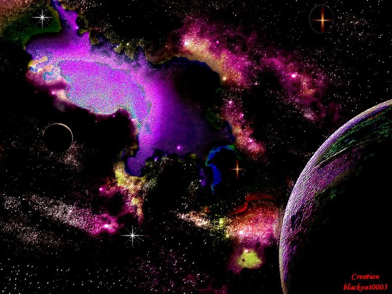 Purple Nebula in Space — Cosmic, Night, Digital Art, Planets