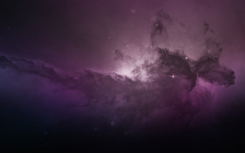 Purple Nebula in Space — Cosmic, Night, Digital Art, Stars, Gas Clouds, Black