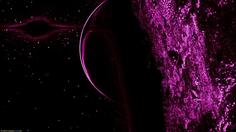 Purple Nebula in Space — Cosmic, Night, Digital Art, Stars, Planet