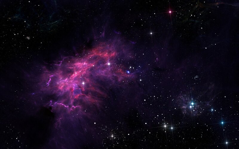 Purple Nebula in Space — Dramatic, Night, Digital Art, Stars, Gas Clouds, Cosmic Dust