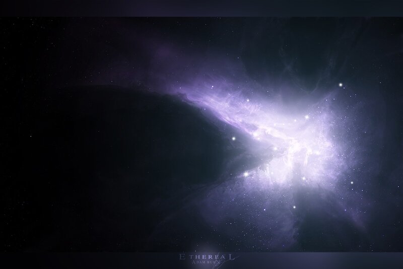 Purple Nebula in Space — Dramatic, Night, Digital Art, Stars