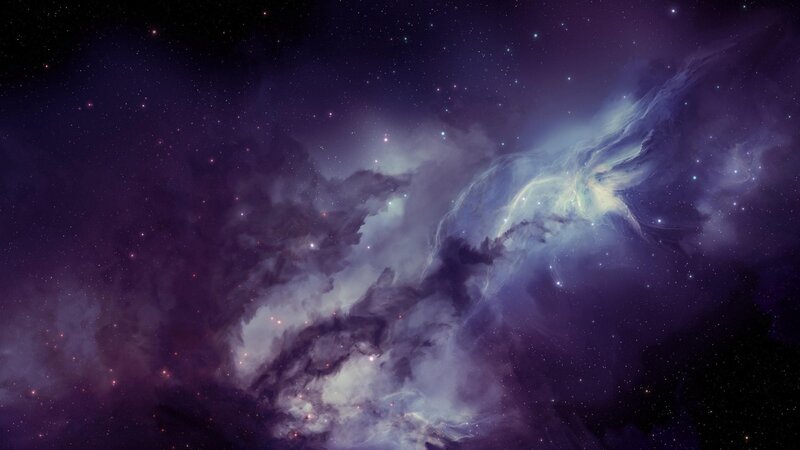 Purple Nebula in Space — Serene, Night, Digital Art