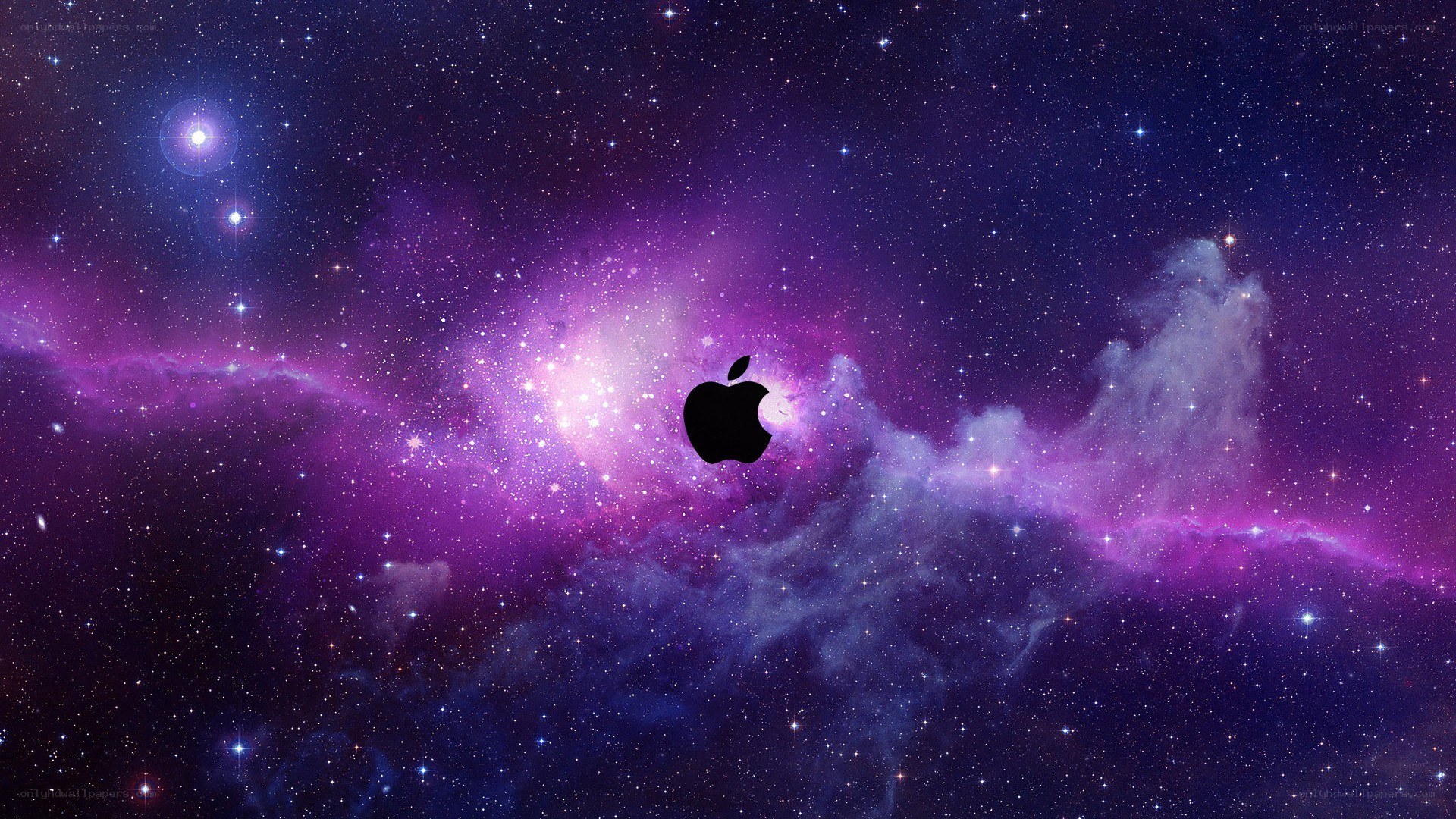 purple nebula with apple logo