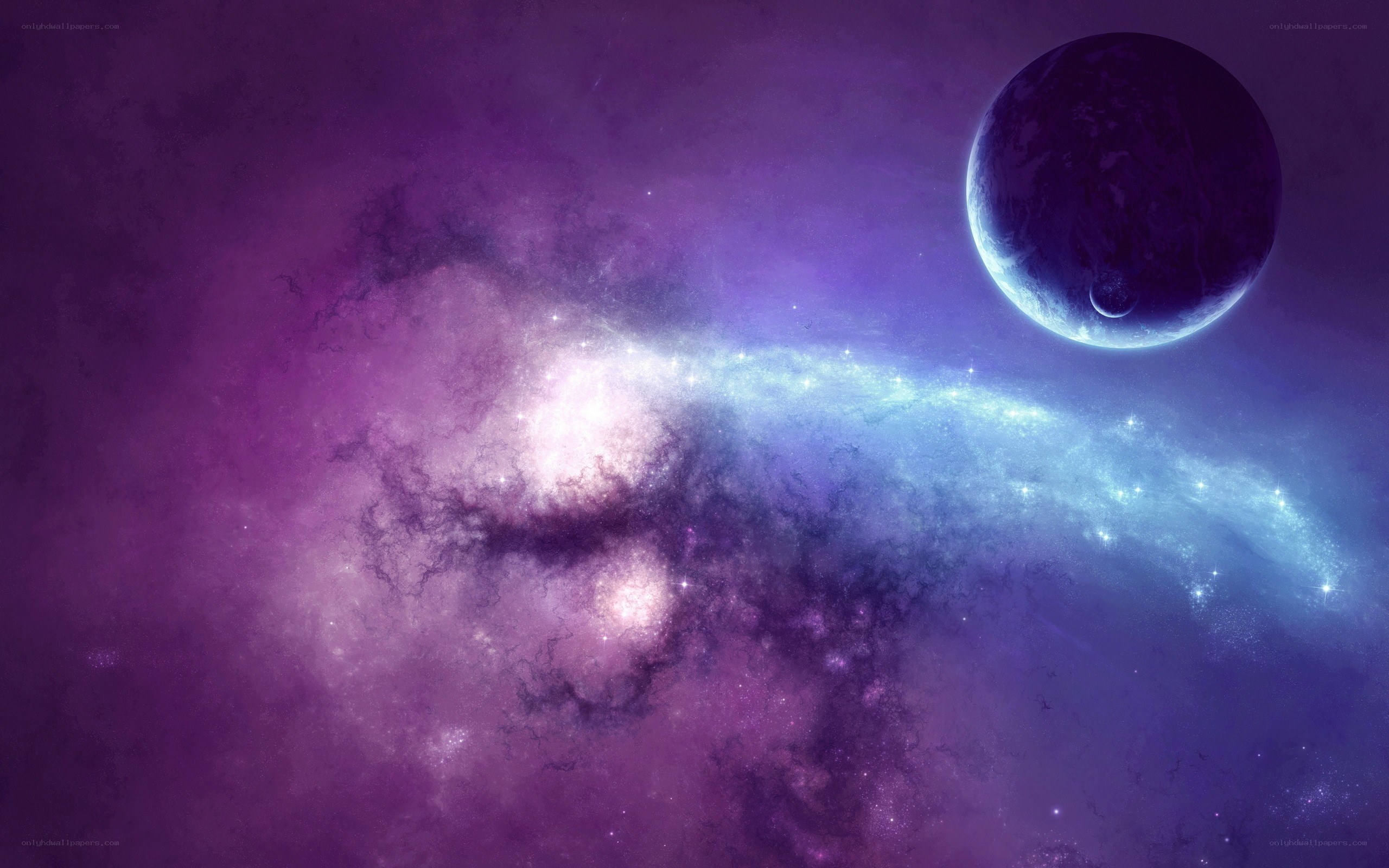 purple nebula with planet