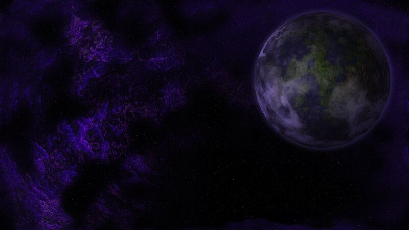 Purple nebula with planet