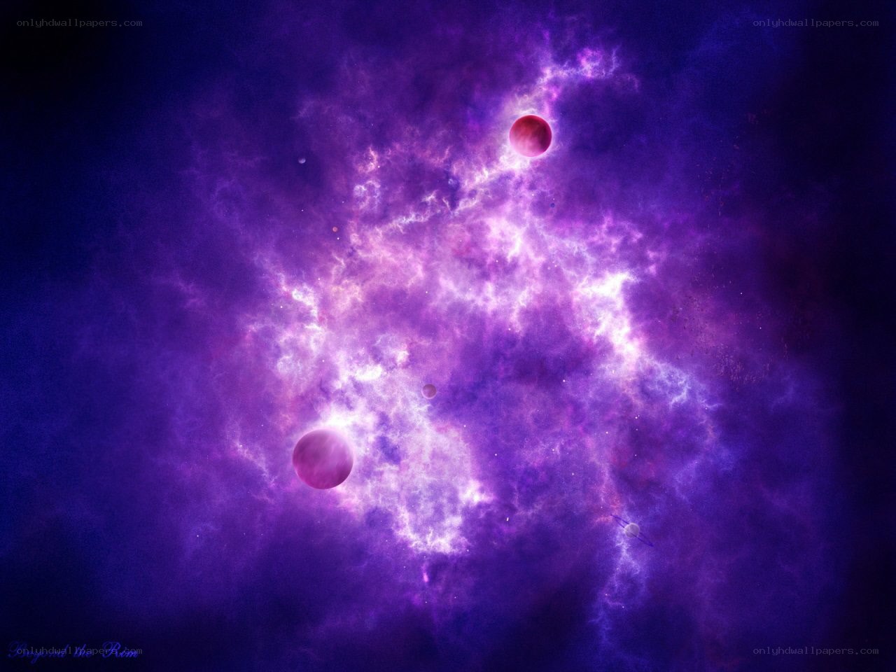 Purple Nebula with Planets