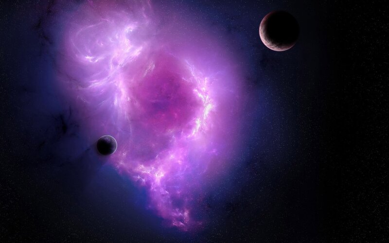 Purple Nebula with Planets — Cosmic, Night