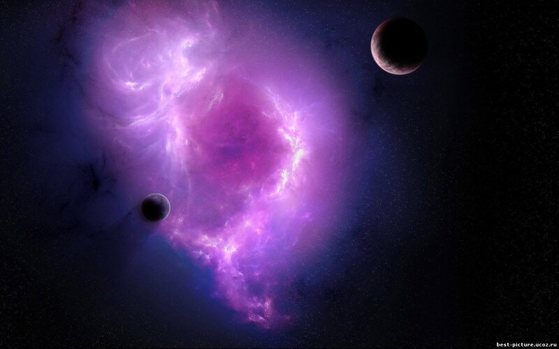 Purple Nebula with Planets — Night