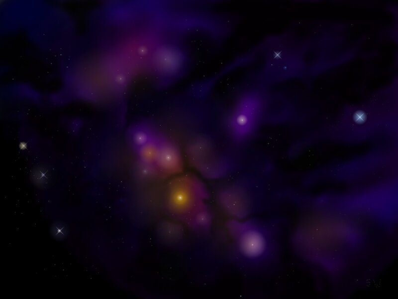 Purple Nebula with Stars — Cosmic, Night