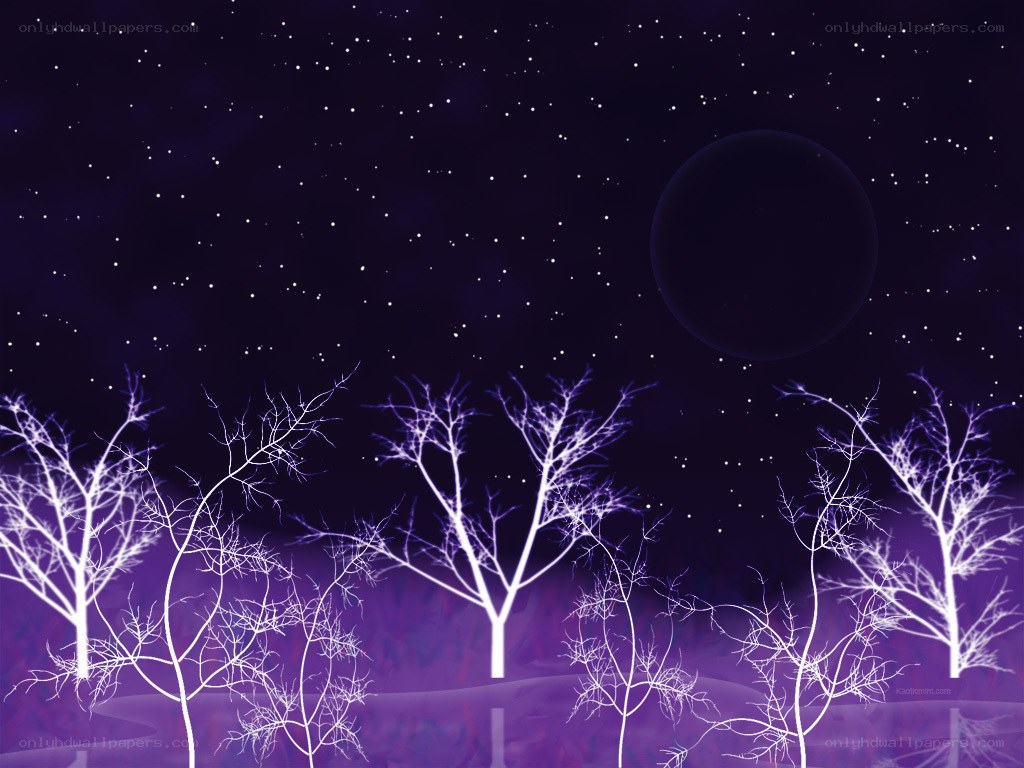 purple night forest scene