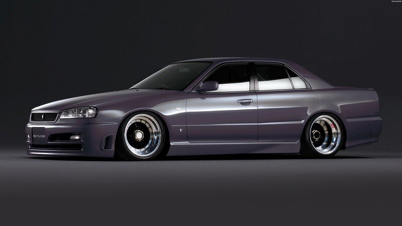 Purple Nissan Skyline
