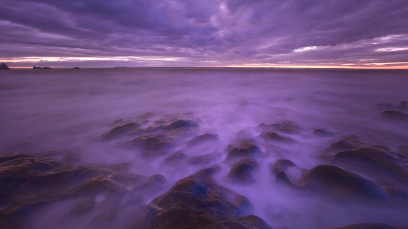 Purple Ocean at Dusk — Dramatic