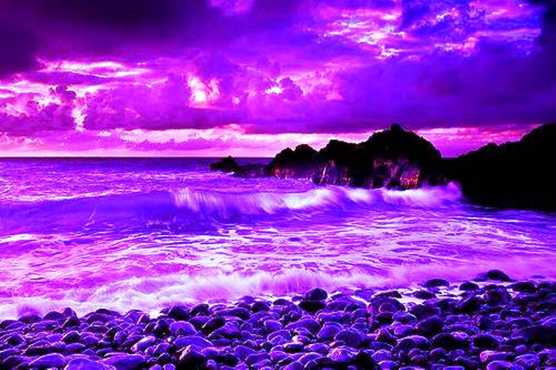 Purple Ocean Waves — Dramatic, Sunset