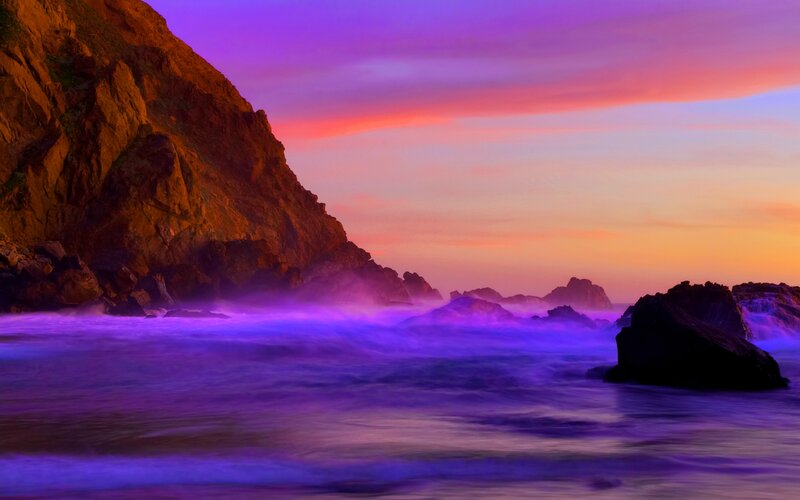 Purple Ocean Waves — Dramatic