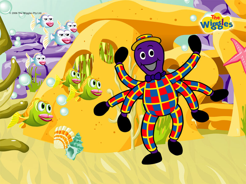 Purple Octopus Character — Yellow