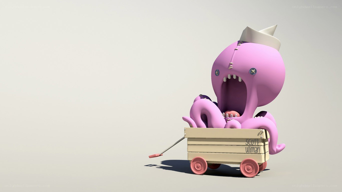 purple octopus in a wagon