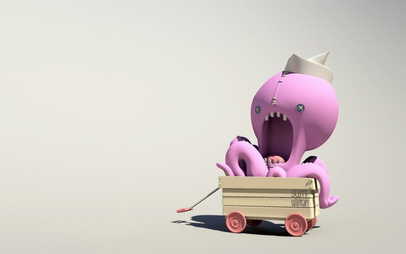 Purple Octopus in Wagon — Pink, Playful