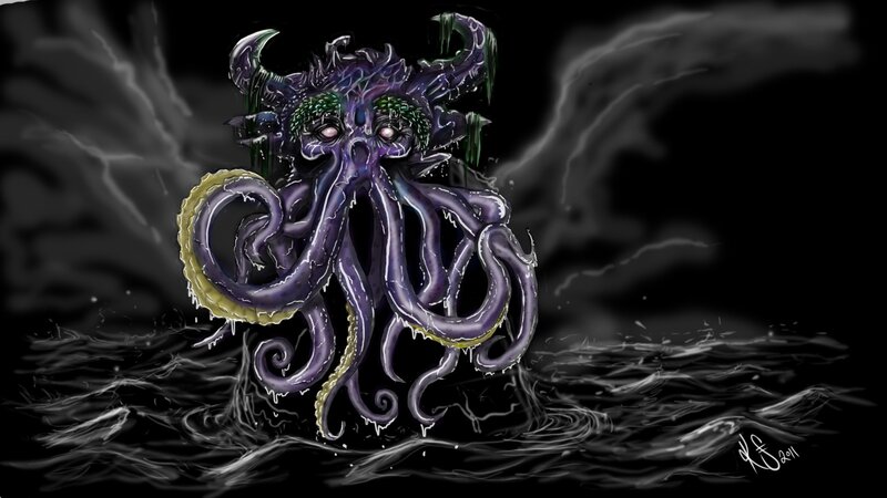 Purple Octopus Monster — Dark