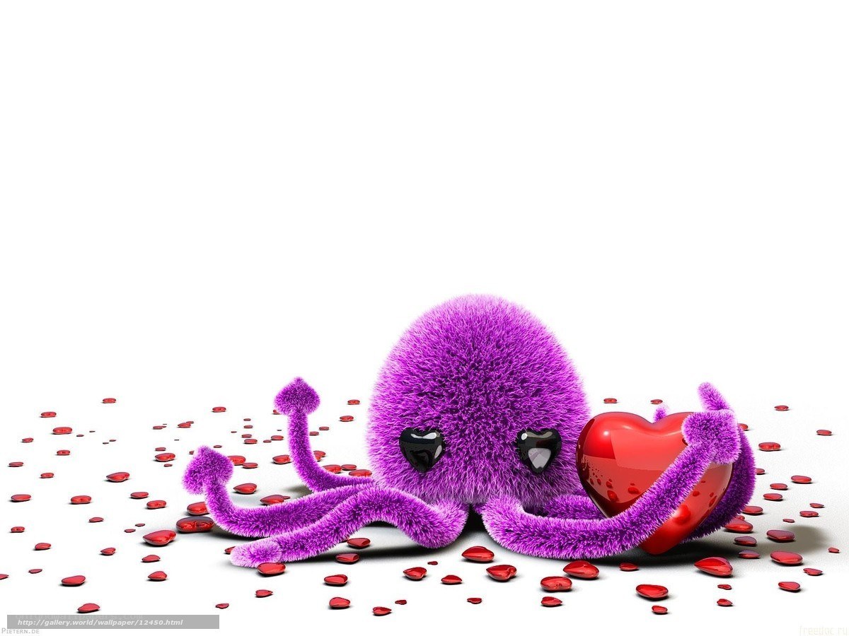 purple octopus with heart
