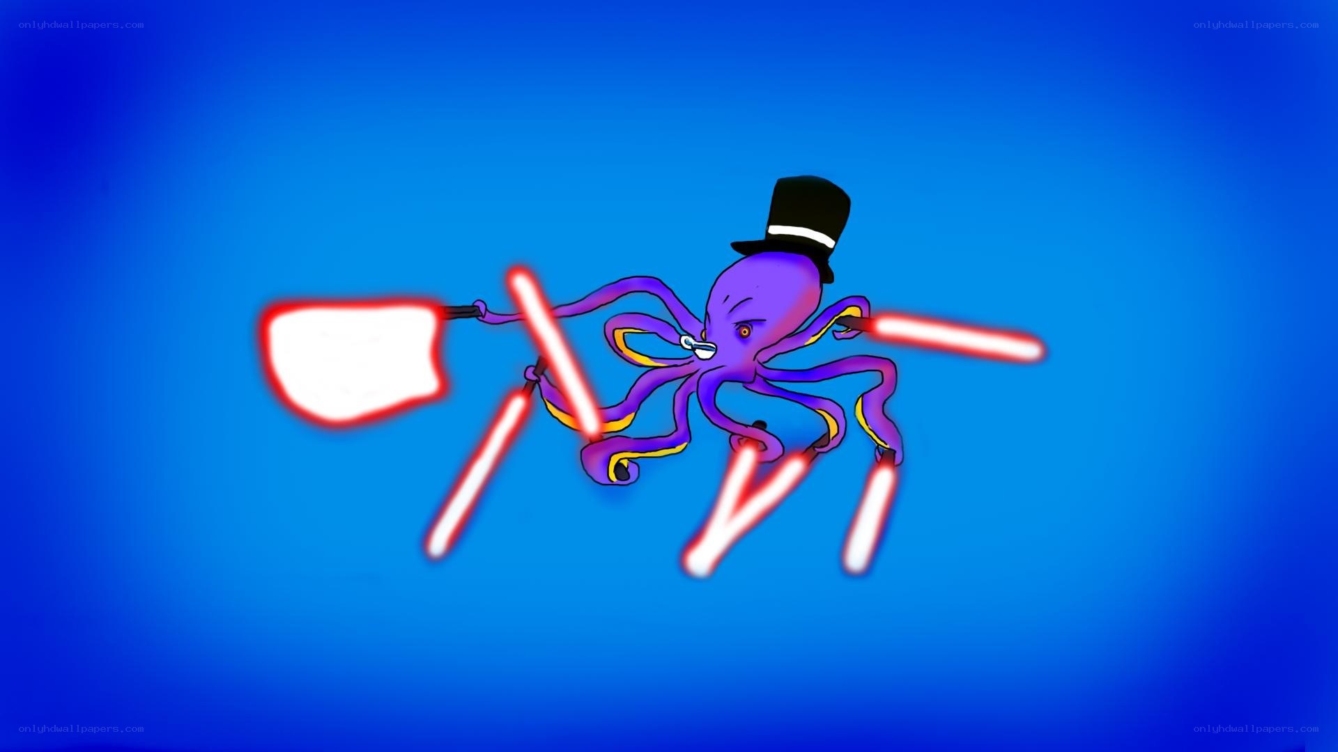 purple octopus with lightsabers