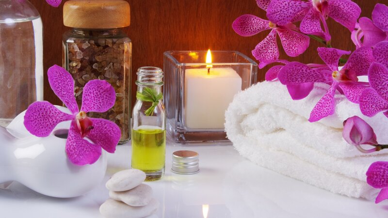 Purple Orchid and Candle