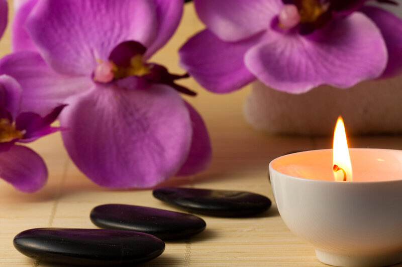 Purple Orchids and Candle — Serene