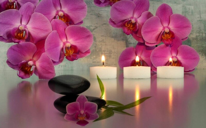 Purple Orchids and Candles — Pink, Serene
