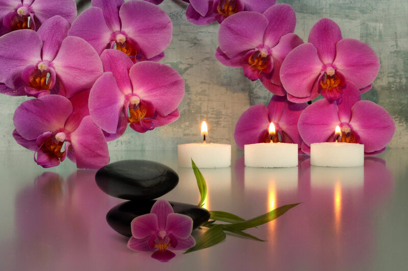 Purple Orchids and Candles — Pink
