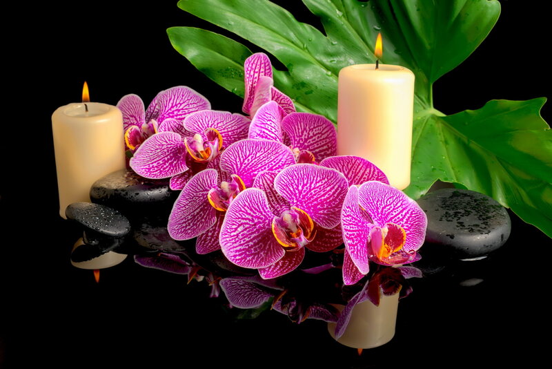 Purple Orchids with Candles