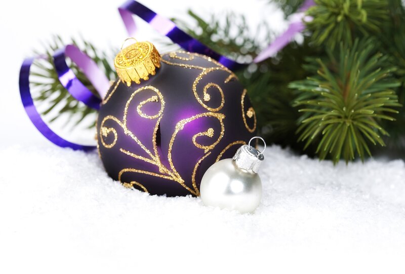 Purple Ornament in Snow — Festive