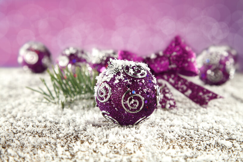 Purple Ornament in Snow — Festive, Winter