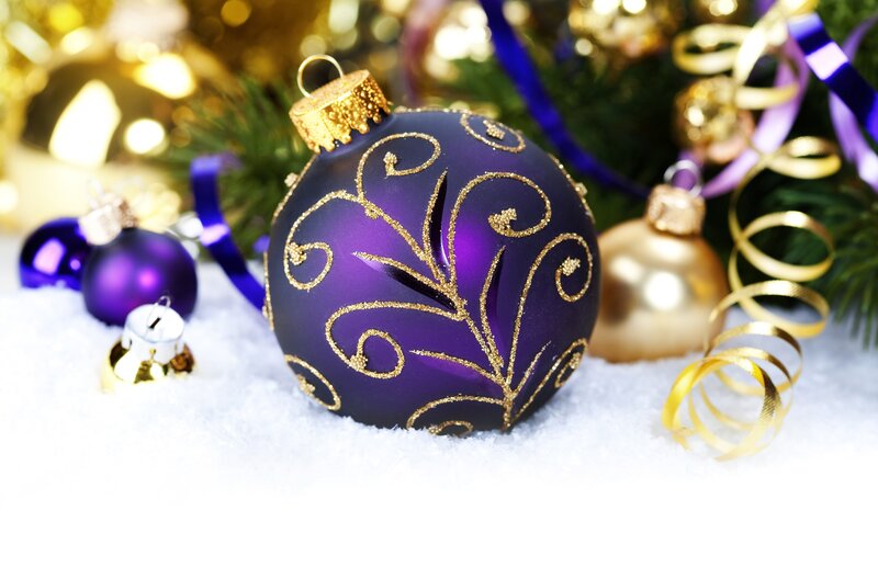 Purple Ornament on Snow — Festive