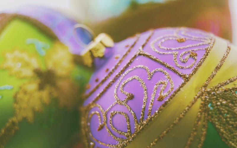 Purple Ornament with Gold Details — Festive, Photograph