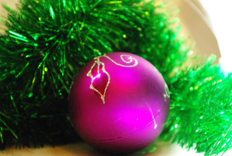 Purple Ornament with Tinsel