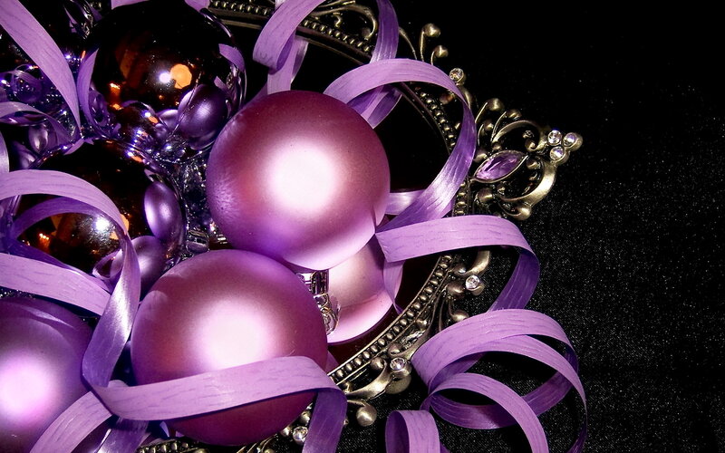 Purple Ornaments and Ribbons — Dramatic