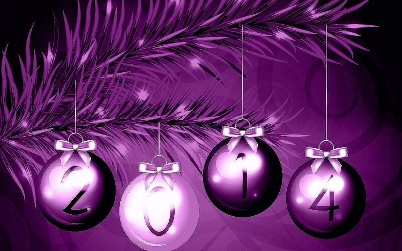 Purple Ornaments on Branch
