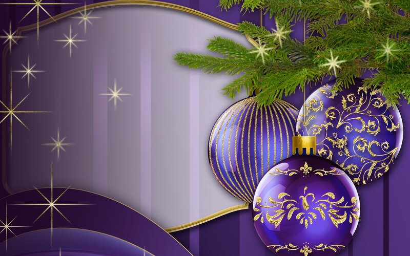Purple Ornaments on Tree